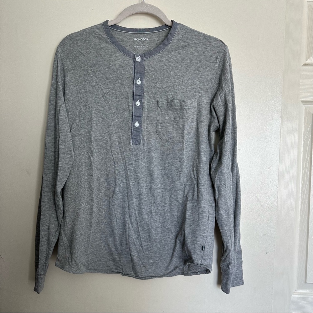 BONOBOS Men's Gray Henley Shirt